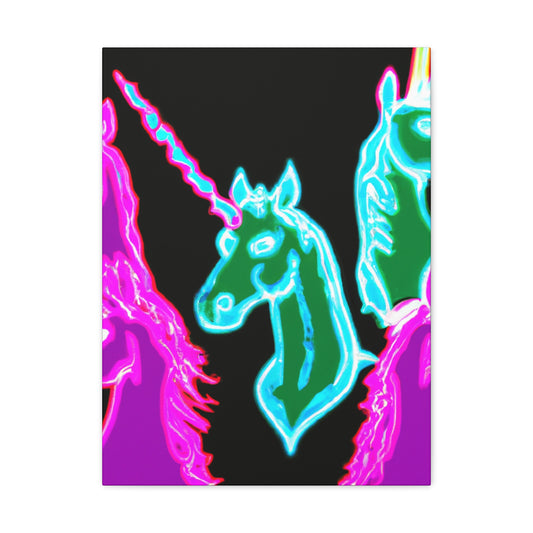 'Unicorns of the Electric Rainbow' NEON Unicorns Art Canvas