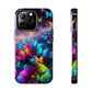 "Neon Flutterings" NEON Butterflies Tough Phone Case Iphone  7 8 9 10 11 12 13 14 SE X XR XS Pro Max Mini Plus