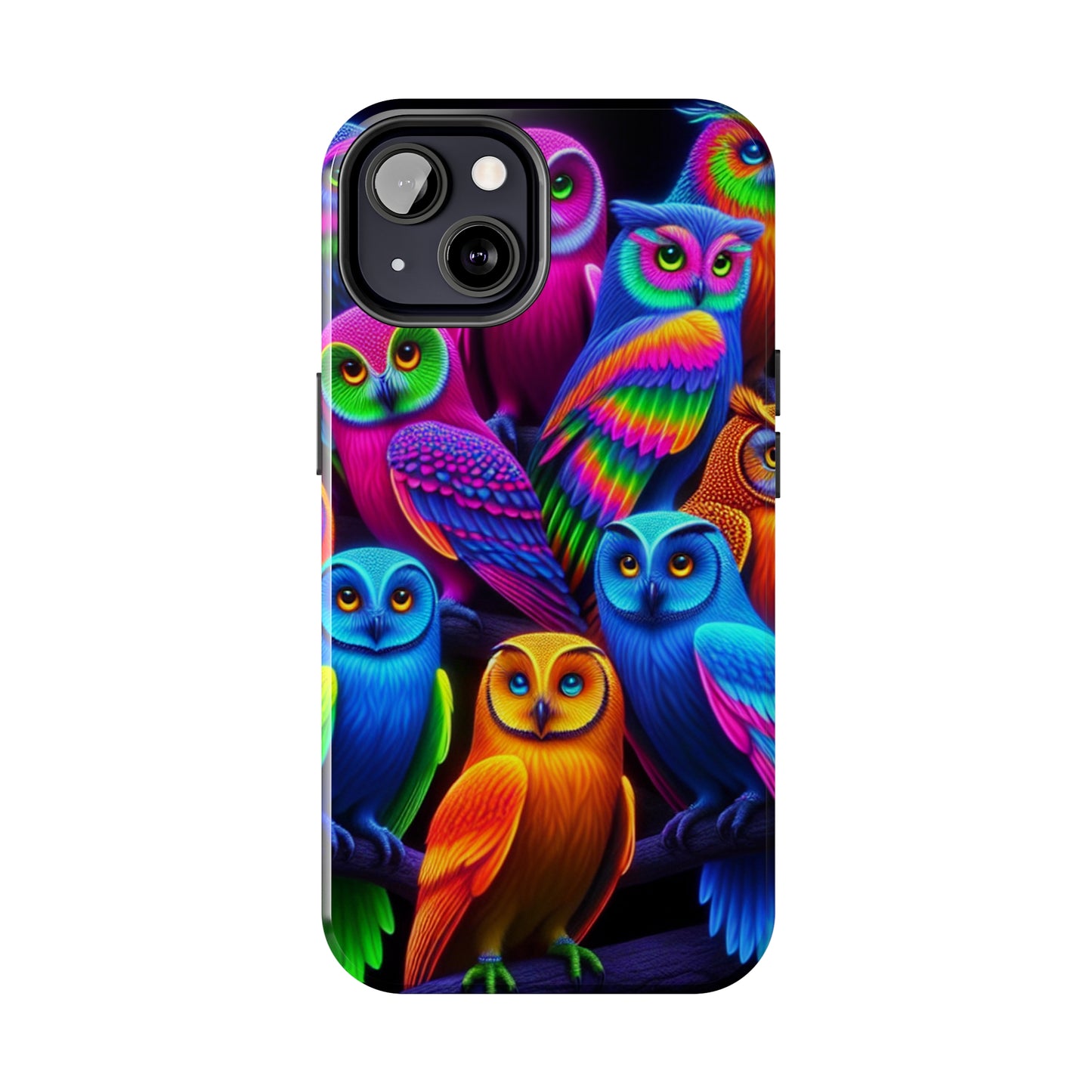 "Electric Vivid Night Owls" NEON Owls Tough Phone Case