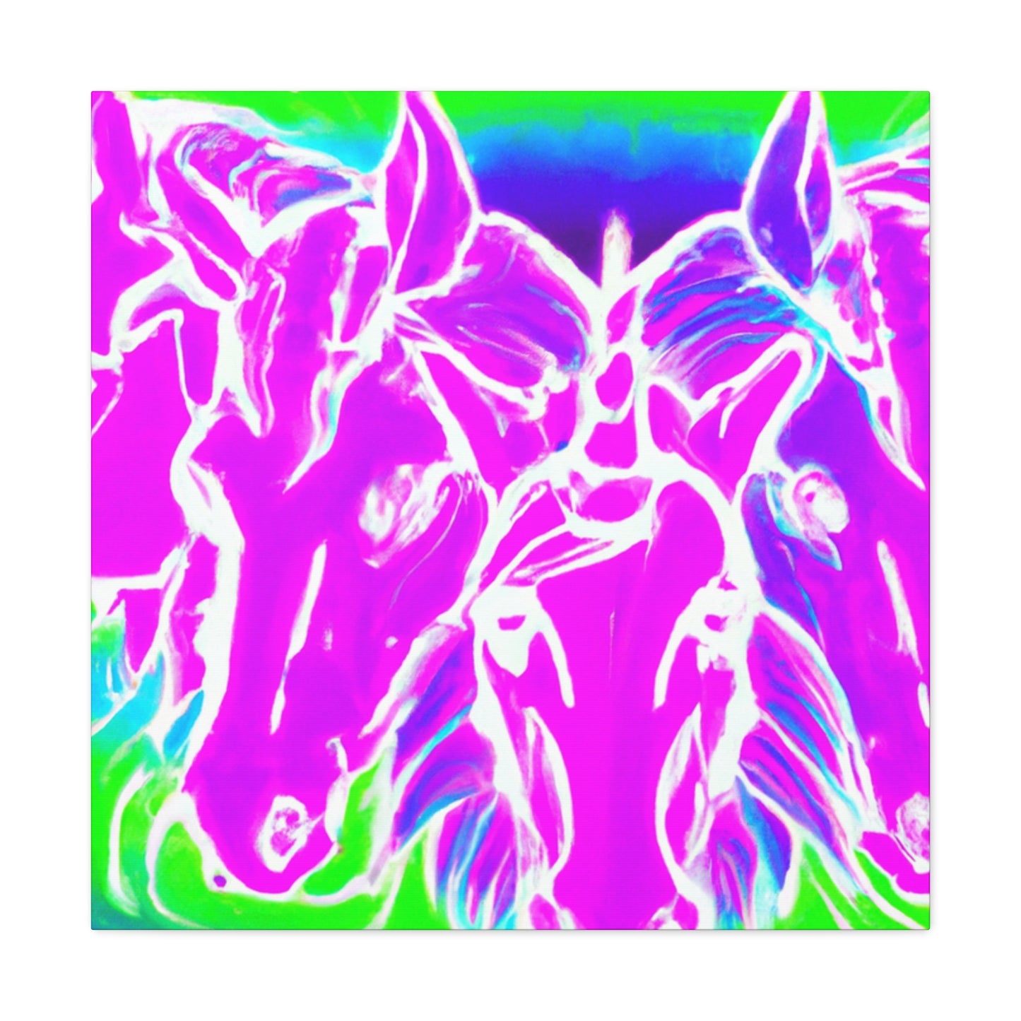 Neon Splendor Unicorns. NEON Unicorns Art Canvas