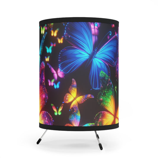 "Butterfly E-Luminescence" - NEON Butterflies Art Tripod Lamp