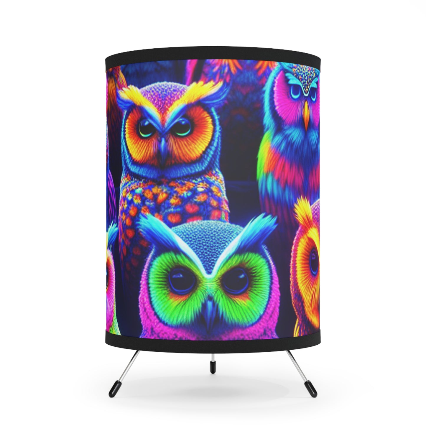 Neon Nocturne. - NEON Owls Art Tripod Lamp
