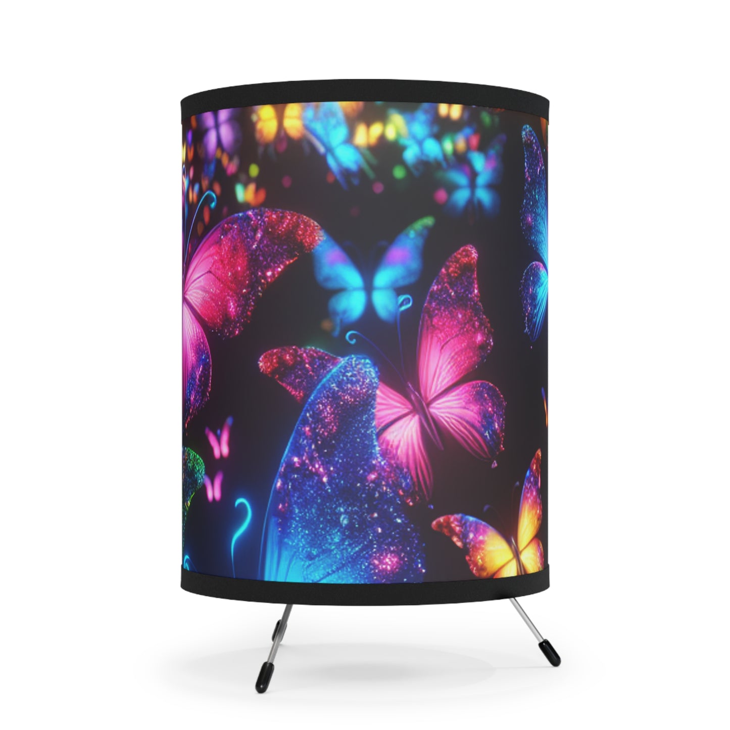"Butterfly E-Luminescence" - NEON Butterflies Art Tripod Lamp