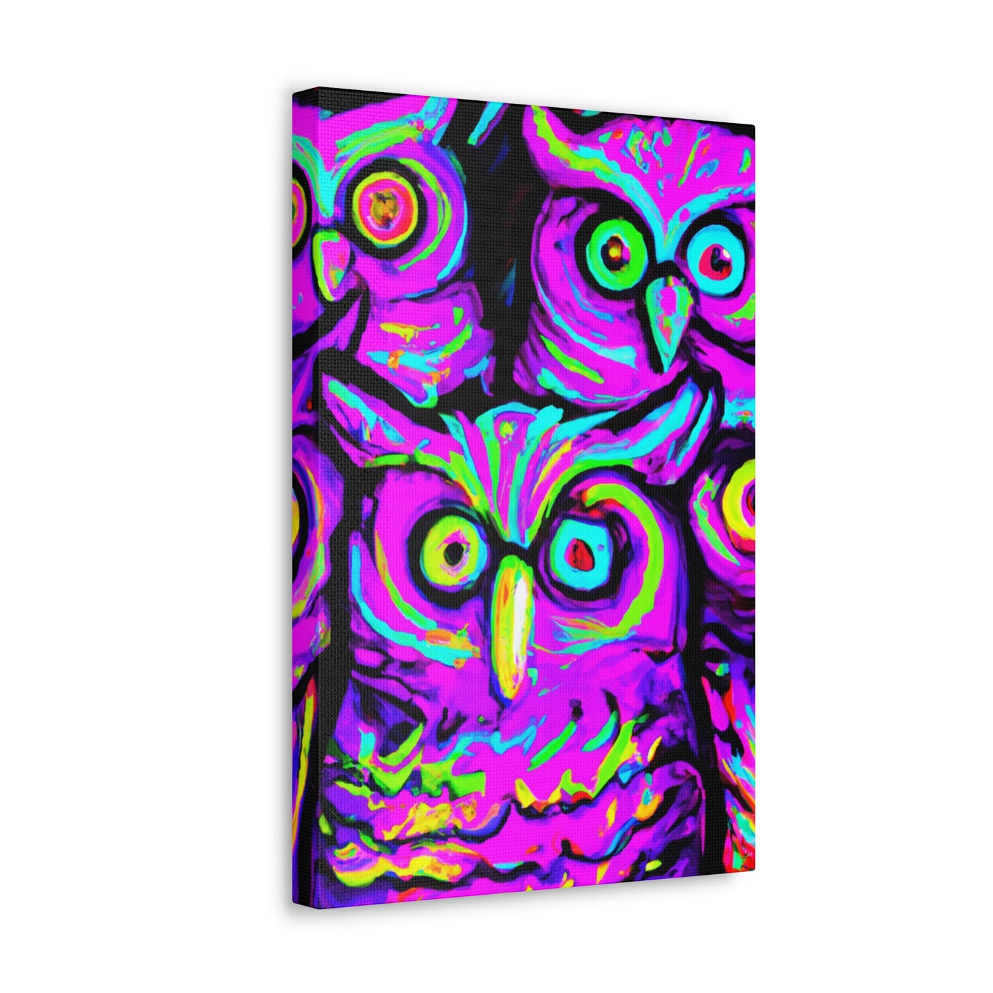 Neon Nocturnal Nocturne NEON Owls Art Canvas
