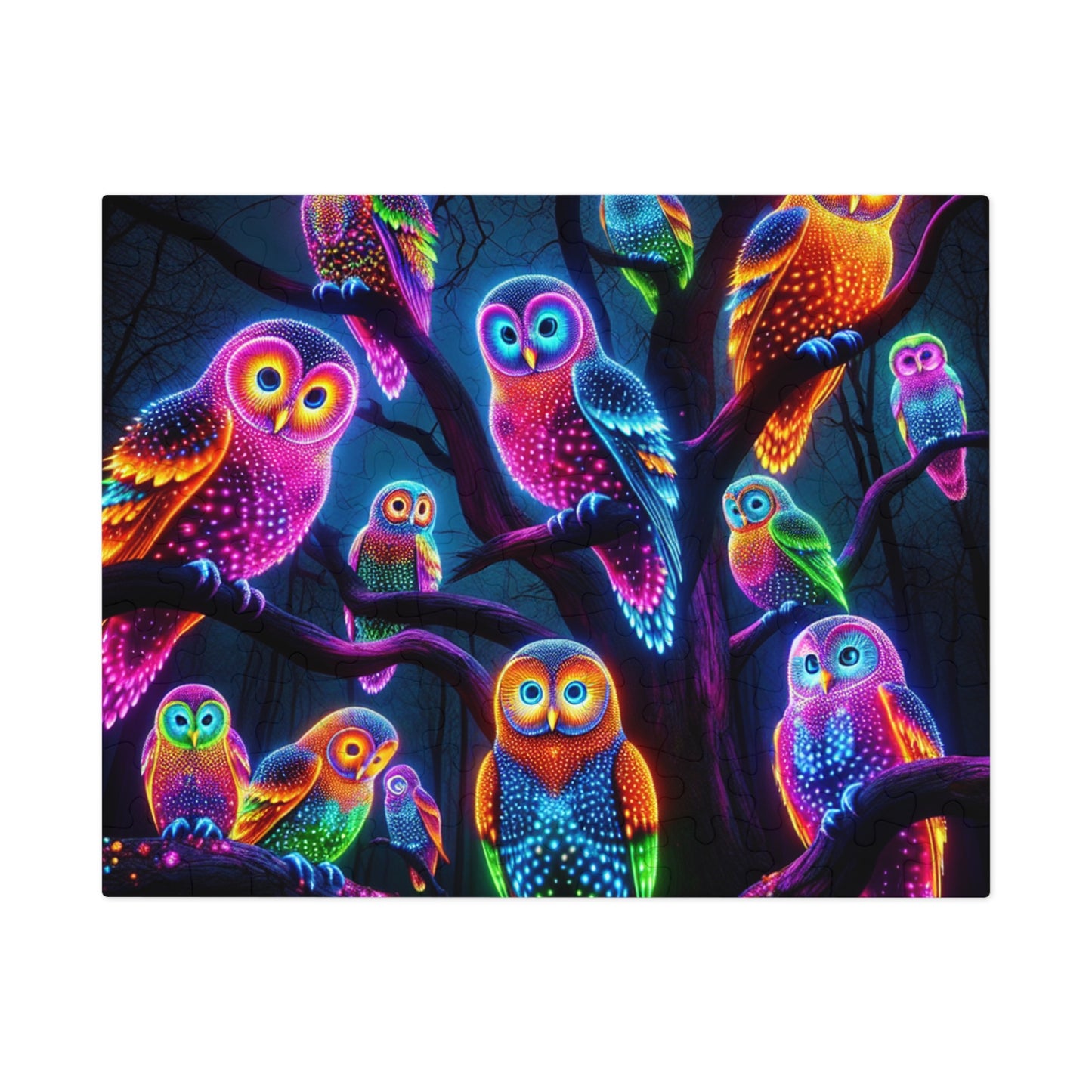 Neon Owlflock. - Neon Owls Puzzle