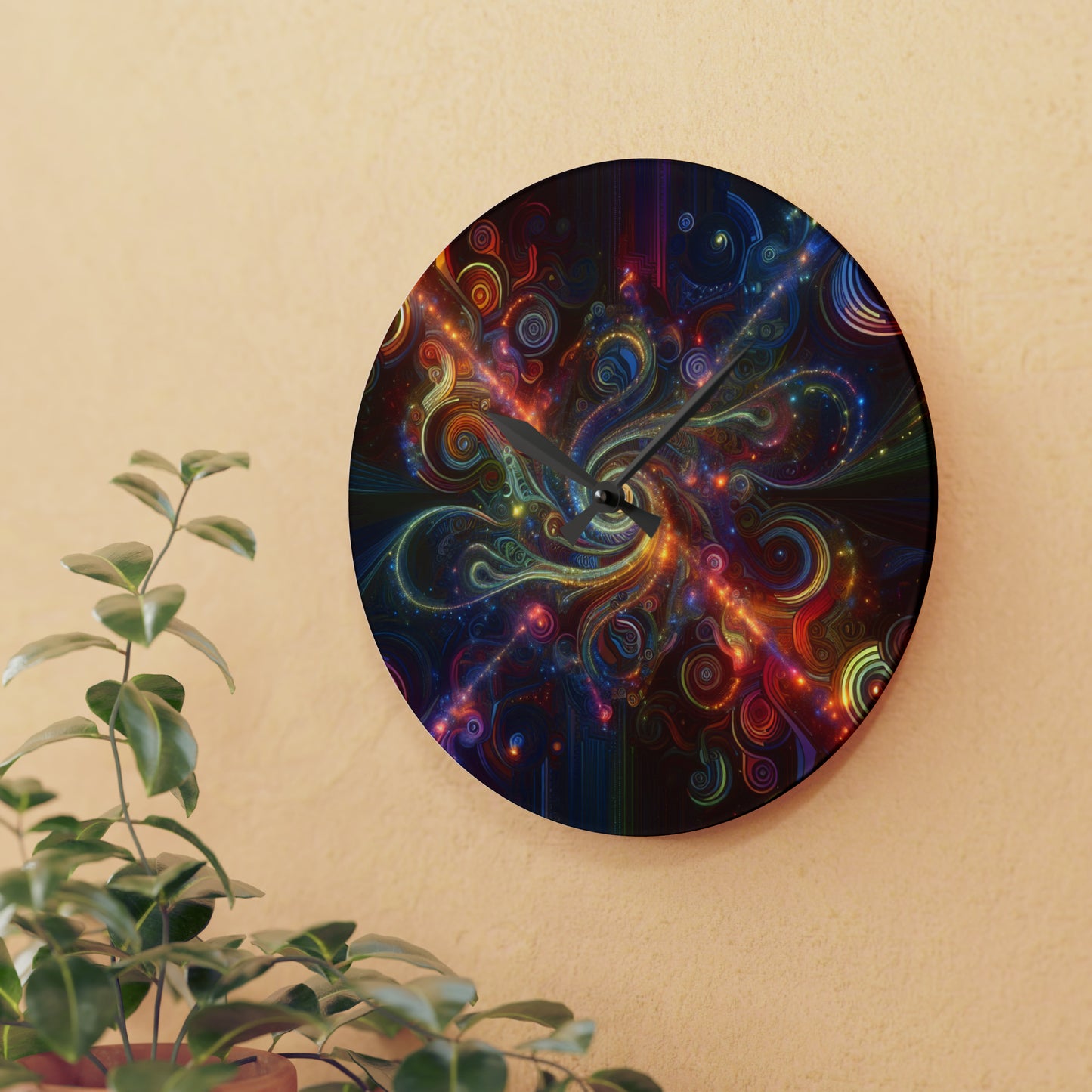 Vibrant Infini-Tripples. Infinity Patterns Art Acrylic Clock