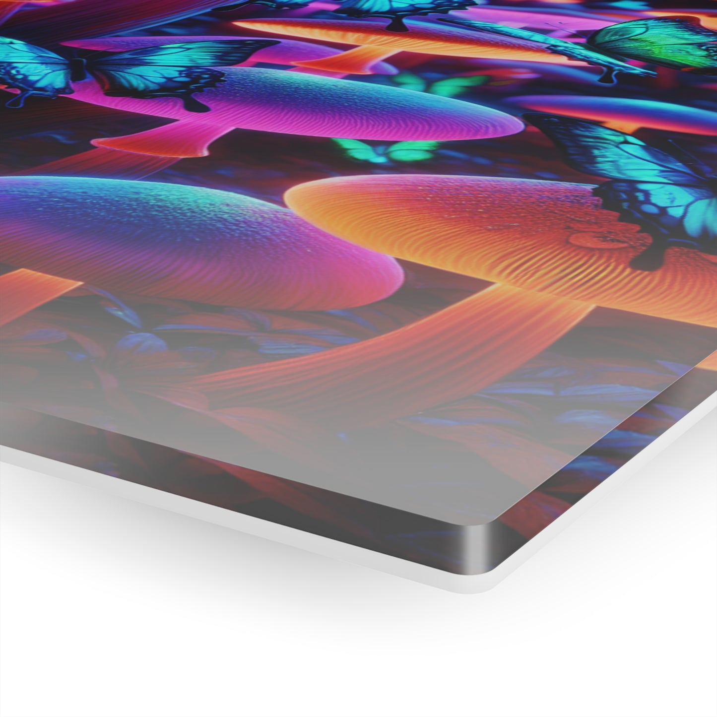 "Neon Fantasia" Butterflies & Mushrooms 1/4" Glossy Acrylic Art