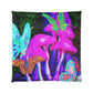"Neon Glade of Wonders" Butterflies & Mushrooms Comforter Blanket