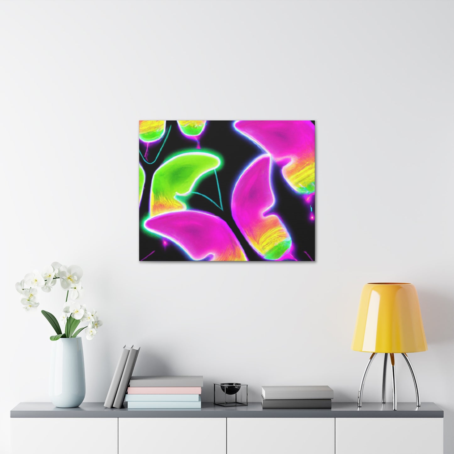"Neon Butterfly Aurora" Neon Butterflies  Art Canvas