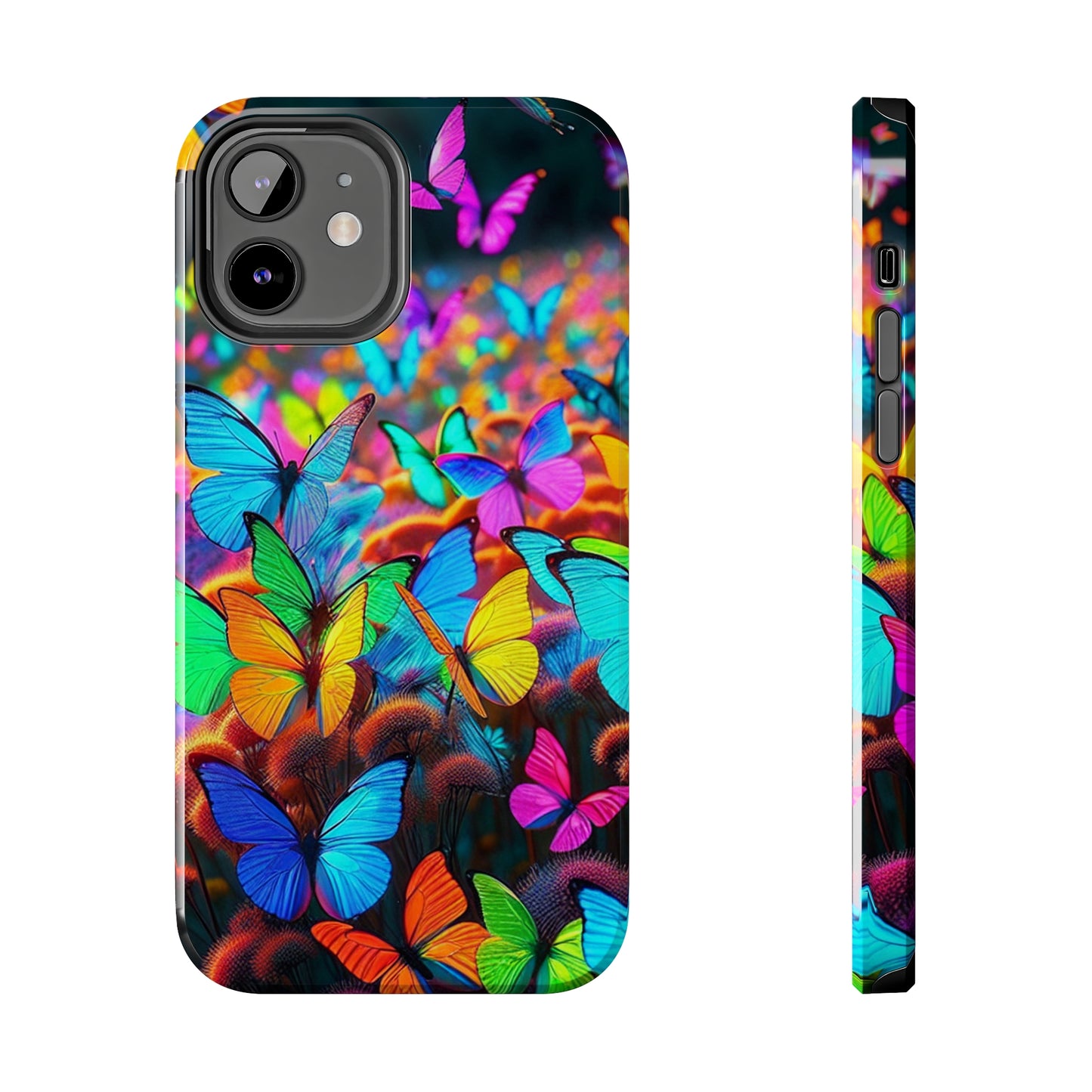 "Neon Butterfly Mural" NEON Butterflies Tough Phone Case Iphone 6 7 8 9 10 11 12 13 14 SE X XR XS Pro Max Mini Plus