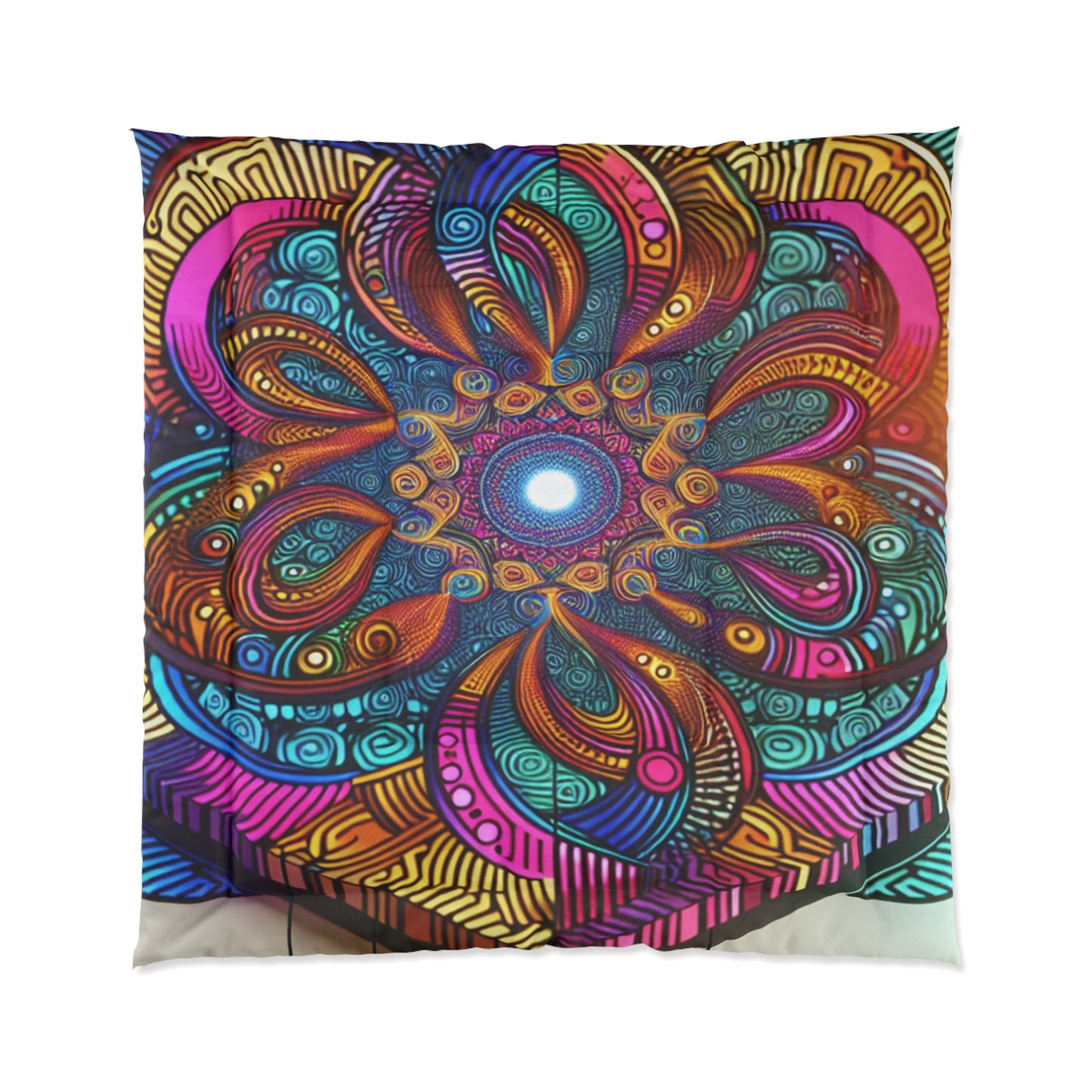 Vibrant Neon Aquascape Infinity Trippy Infinity Patterns Comforter Blanket