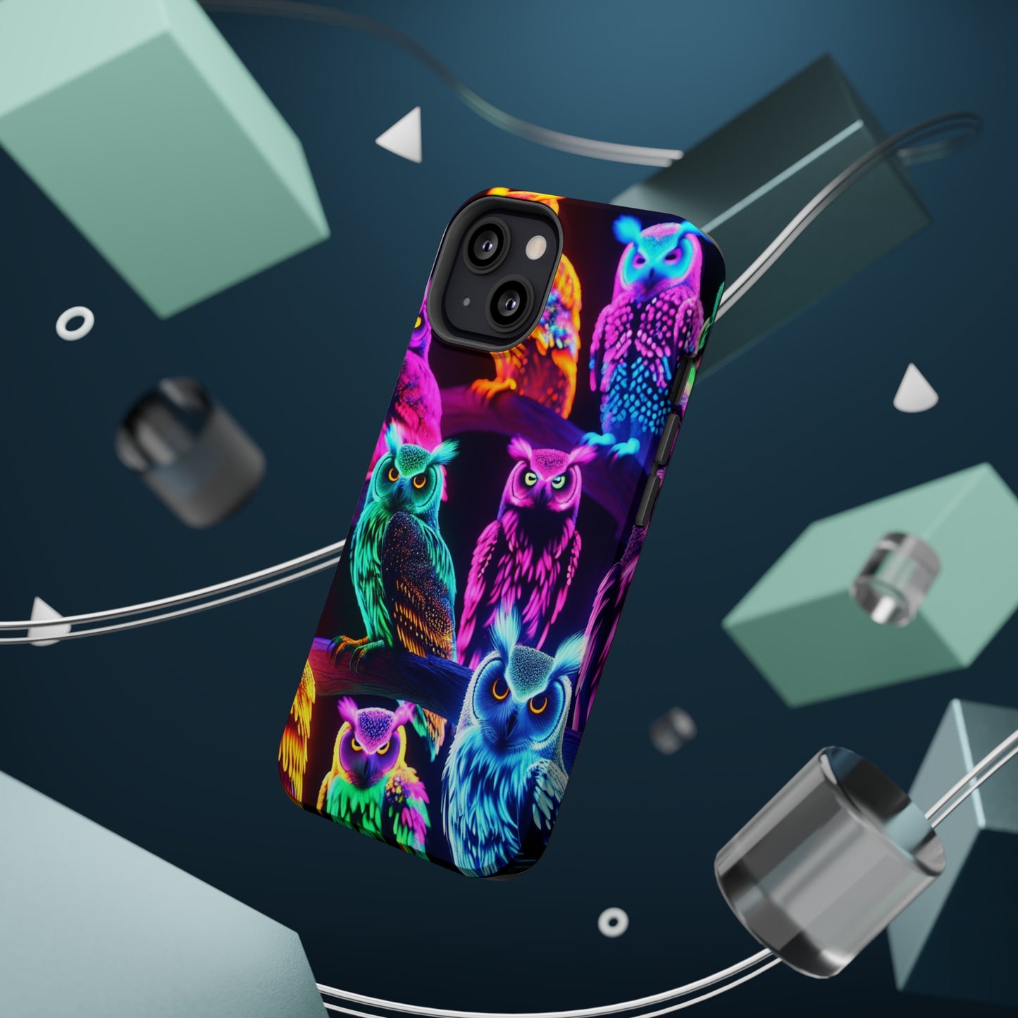 Neon Night Owls. Neon Owls Premium Art Magsafe Magnet Tough IPhone 13 14 15 Pro Plus Max and Mini in Matte and Glossy Phone cases