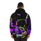 Vividly Purple Pulchritude - NEON Human Skulls AOP Hoodie