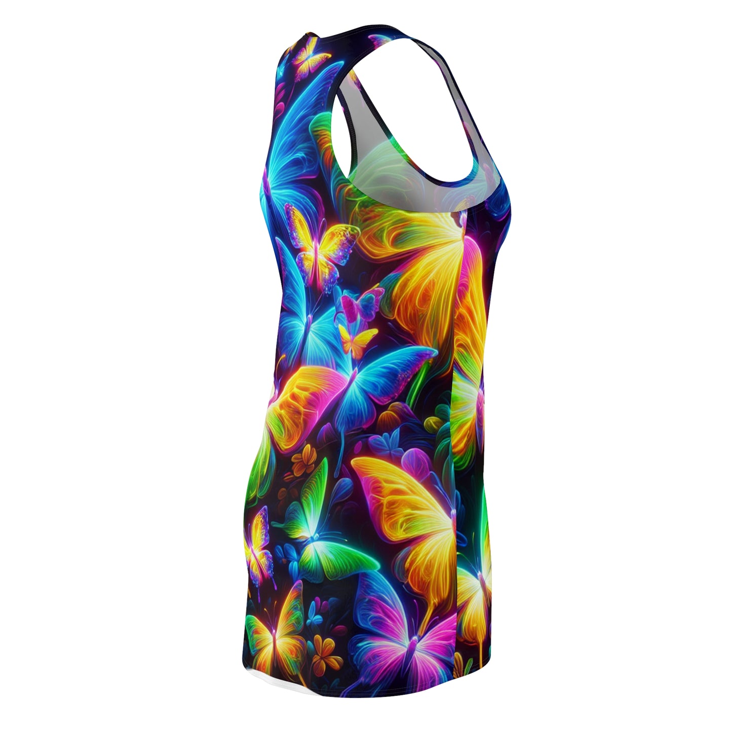 "Aurora of the Neon Glade" Neon Butterflies  Racerback Dress