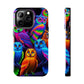 "Electric Vivid Night Owls" NEON Owls Tough Phone Case