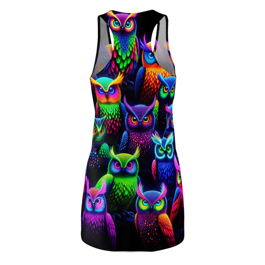 Neon Night Owls. Neon Owls Racerback Dress
