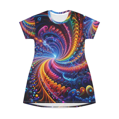 Neon Vortex Abstraction. Infinity Patterns Womans T Shirt Dress