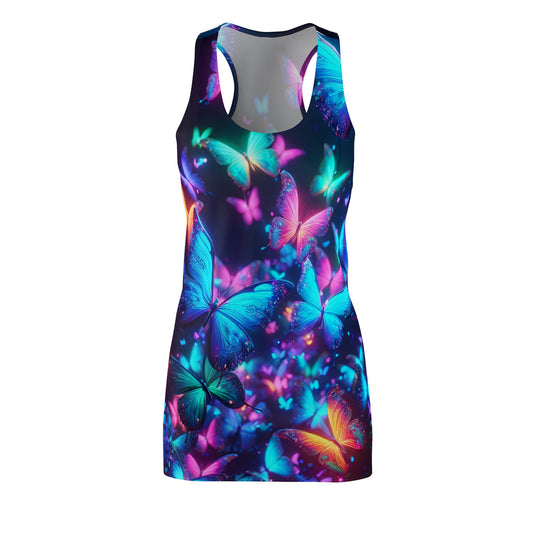 "Electric Flight of the Neon Butterflies" Neon Butterflies  Racerback Dress