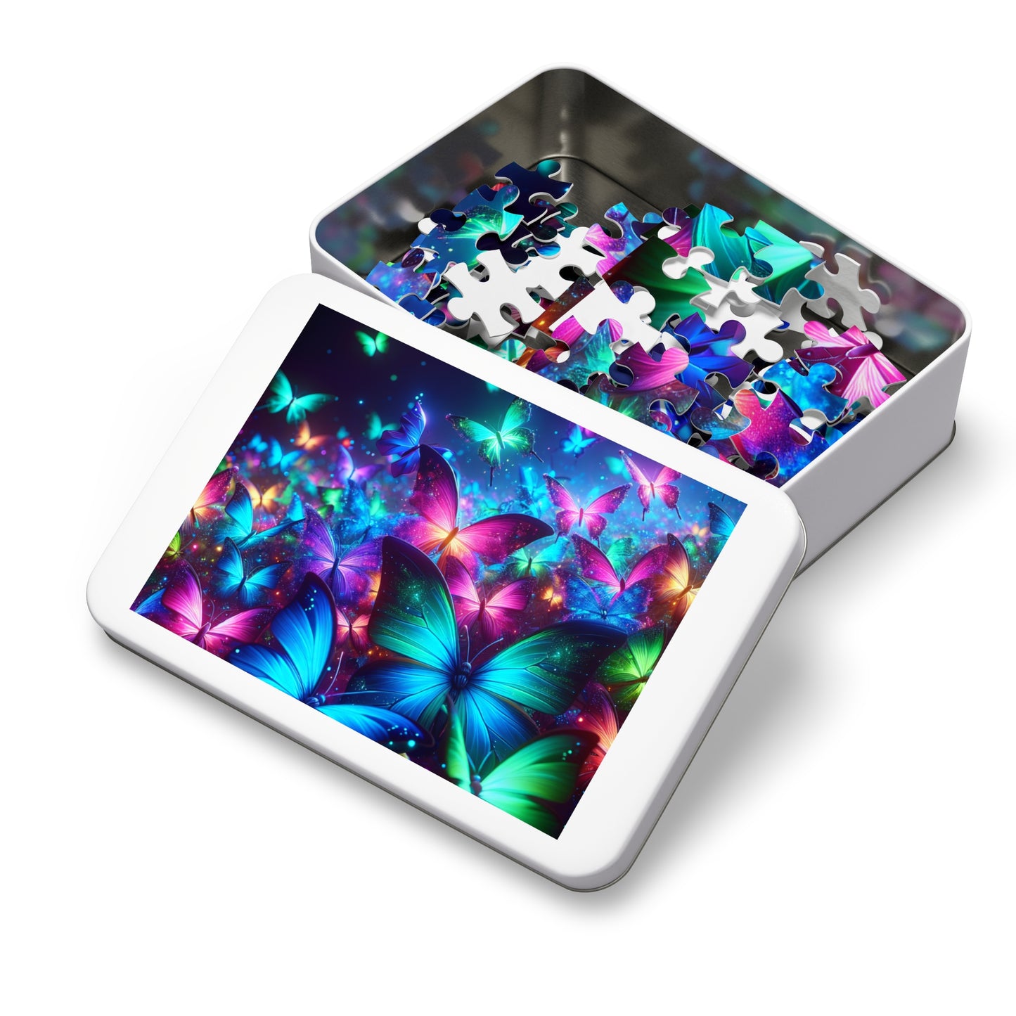 Neon Flutter. - Neon Butterflies Puzzle30, 110, 252, and 1000 Pieces