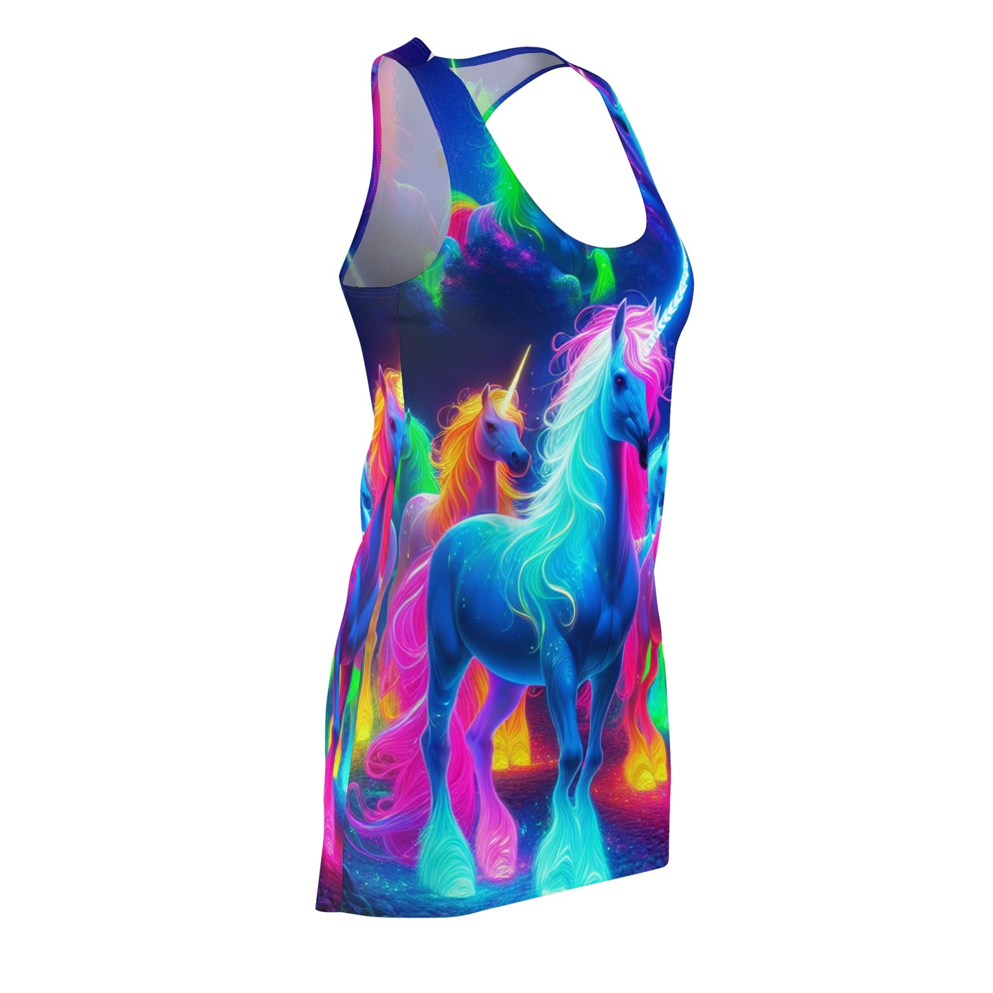 Neon Splendor Unicorn Cluster. Neon Unicorns Racerback Dress