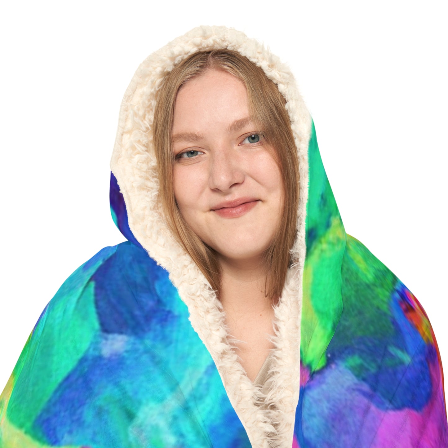 'Cyber Glow Vibes' - NEON Art Hooded Snuggle Blanket