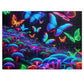 Neon Flutterflies. - Neon Butterflies and Mushrooms Puzzle 30, 110, 252, and 1000 Pieces
