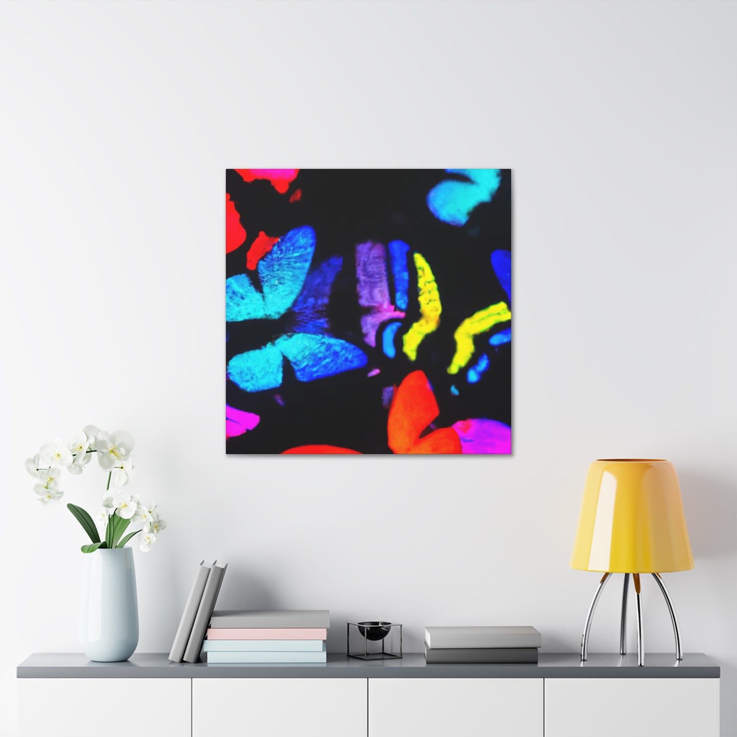 "Fantasia of Flutterbyes" Neon Butterflies  Art Canvas