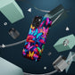 "Neon Tie-Dye Garden" Neon Butterflies and Mushrooms Premium Art Magsafe Magnet Tough IPhone 13 14 15 Pro Plus Max and Mini in Matte and Glossy Phone cases