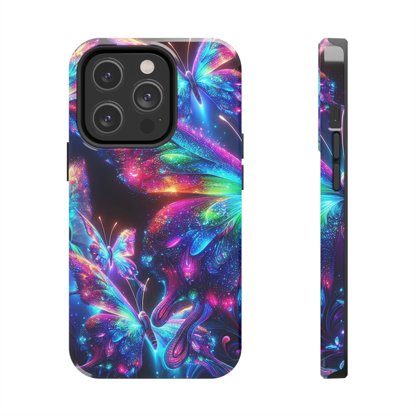 "Butterfly Prism Eruption" NEON Butterflies Tough Phone Case
