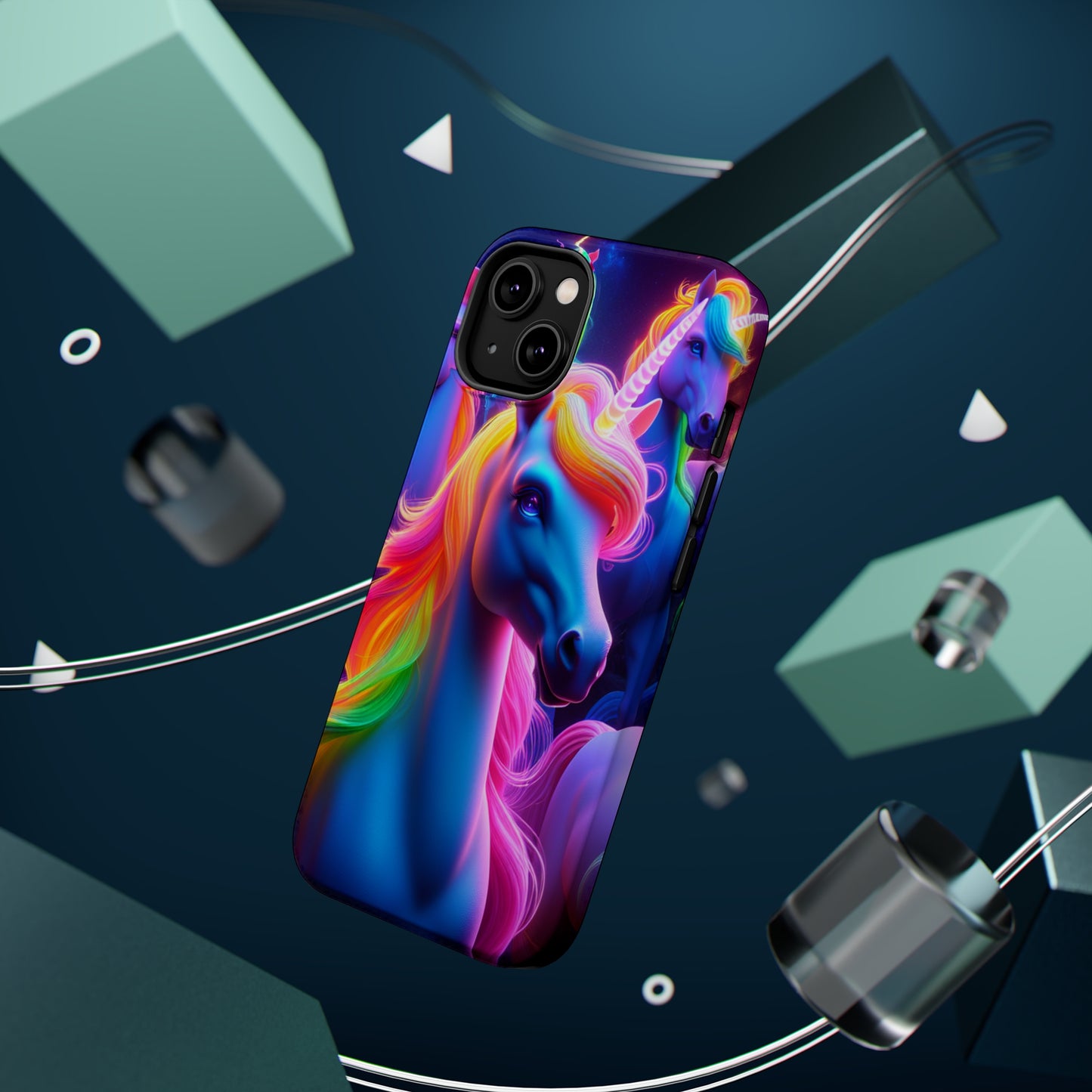 Neon Nighthorn Pride Neon Unicorns Premium Art Magsafe Magnet Tough IPhone 13 14 15 Pro Plus Max and Mini in Matte and Glossy Phone cases