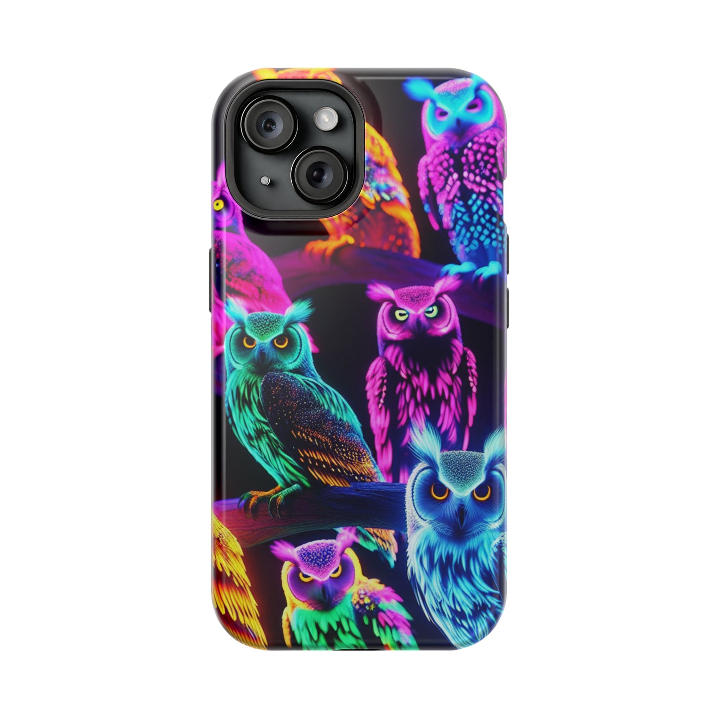 Neon Night Owls. Neon Owls Premium Art Magsafe Magnet Tough IPhone 13 14 15 Pro Plus Max and Mini in Matte and Glossy Phone cases