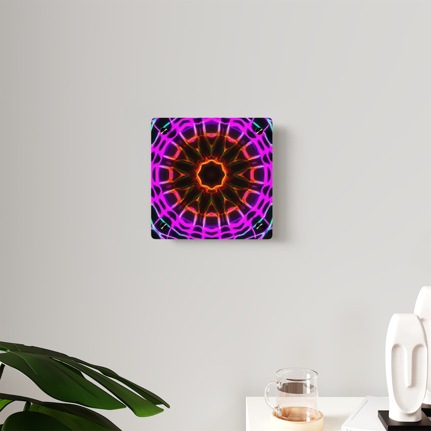 Neon Infinity Reverie. Trippy Infinity Patterns Acrylic Art Panel