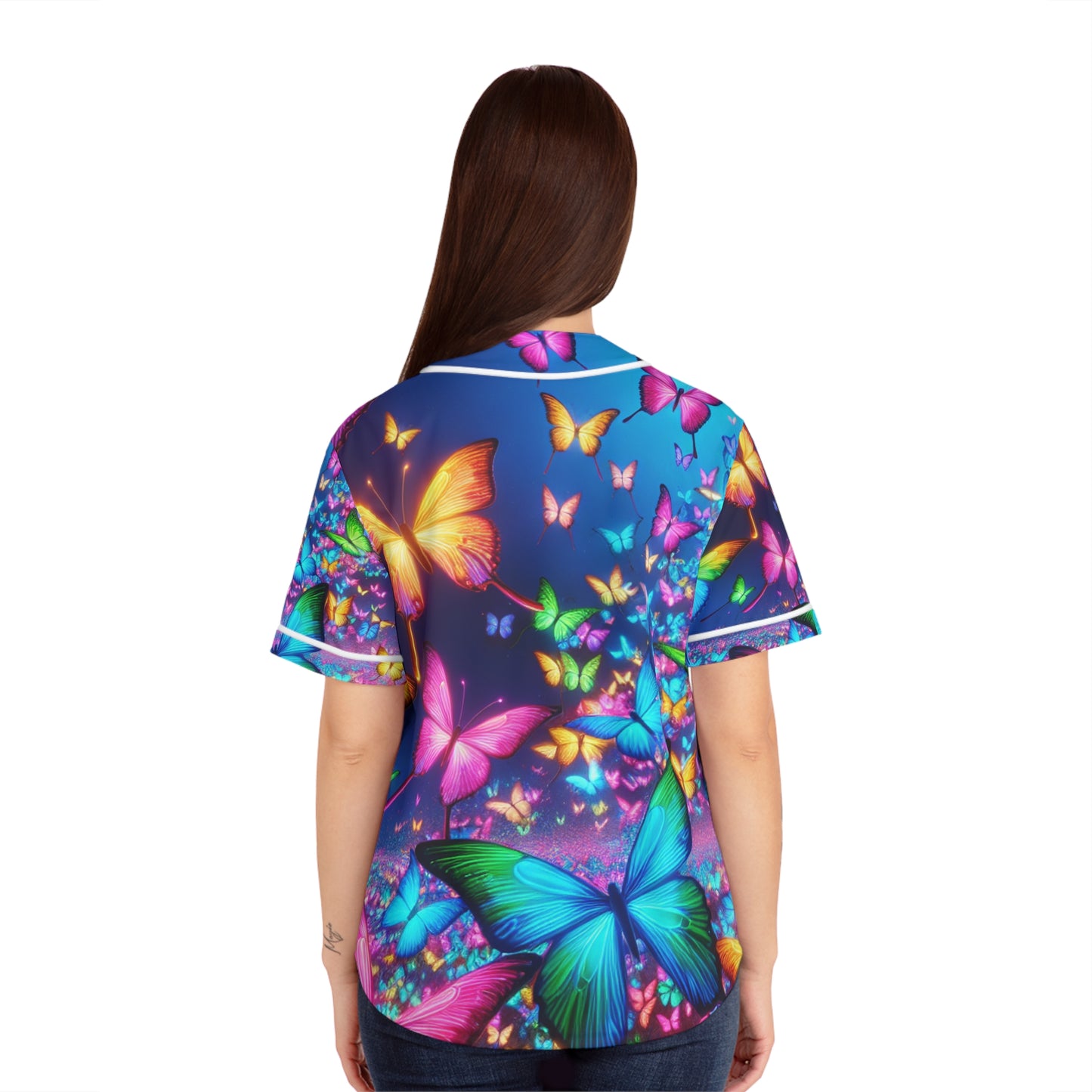Neon Flutterbubbles. Neon Butterflies Womans Jersey