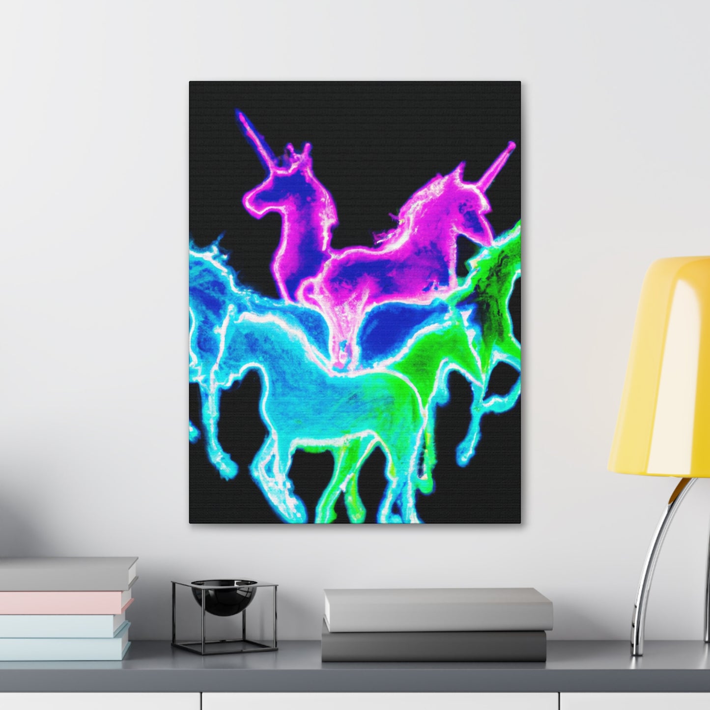 Neon Rainbow Unicorns NEON Unicorns Art Canvas