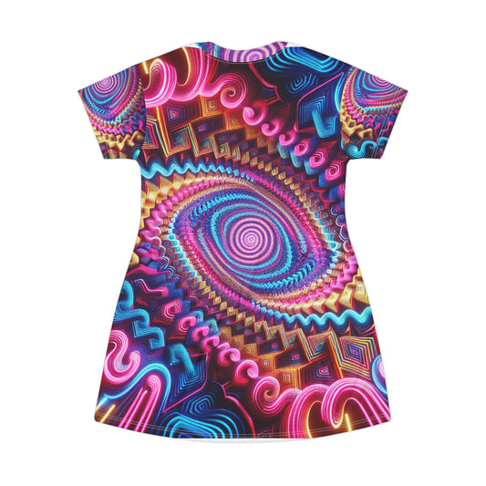 Neon Cosmos Collage. Infinity Patterns Womans T Shirt Dress