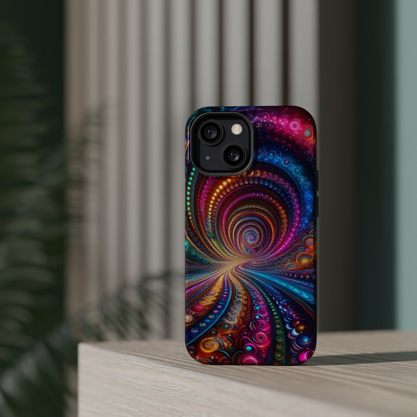 Neon Eternal Infinity Oasis. Neon Trippy Infinity Patterns Premium Art Magsafe Magnet Tough IPhone 13 14 15 Pro Plus Max and Mini in Matte and Glossy Phone cases
