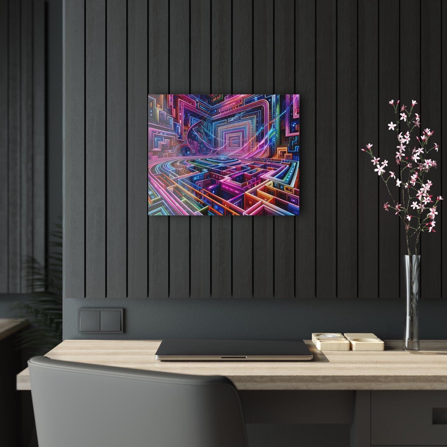 Neon Liminiscence Trippy infity Pattern 1/4" Glossy Acrylic Art