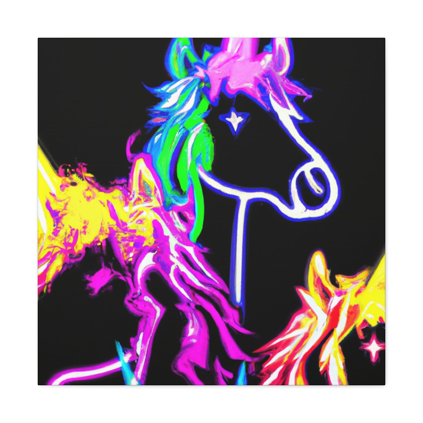 "Vibrant Neon Magic" NEON Unicorns Art Canvas