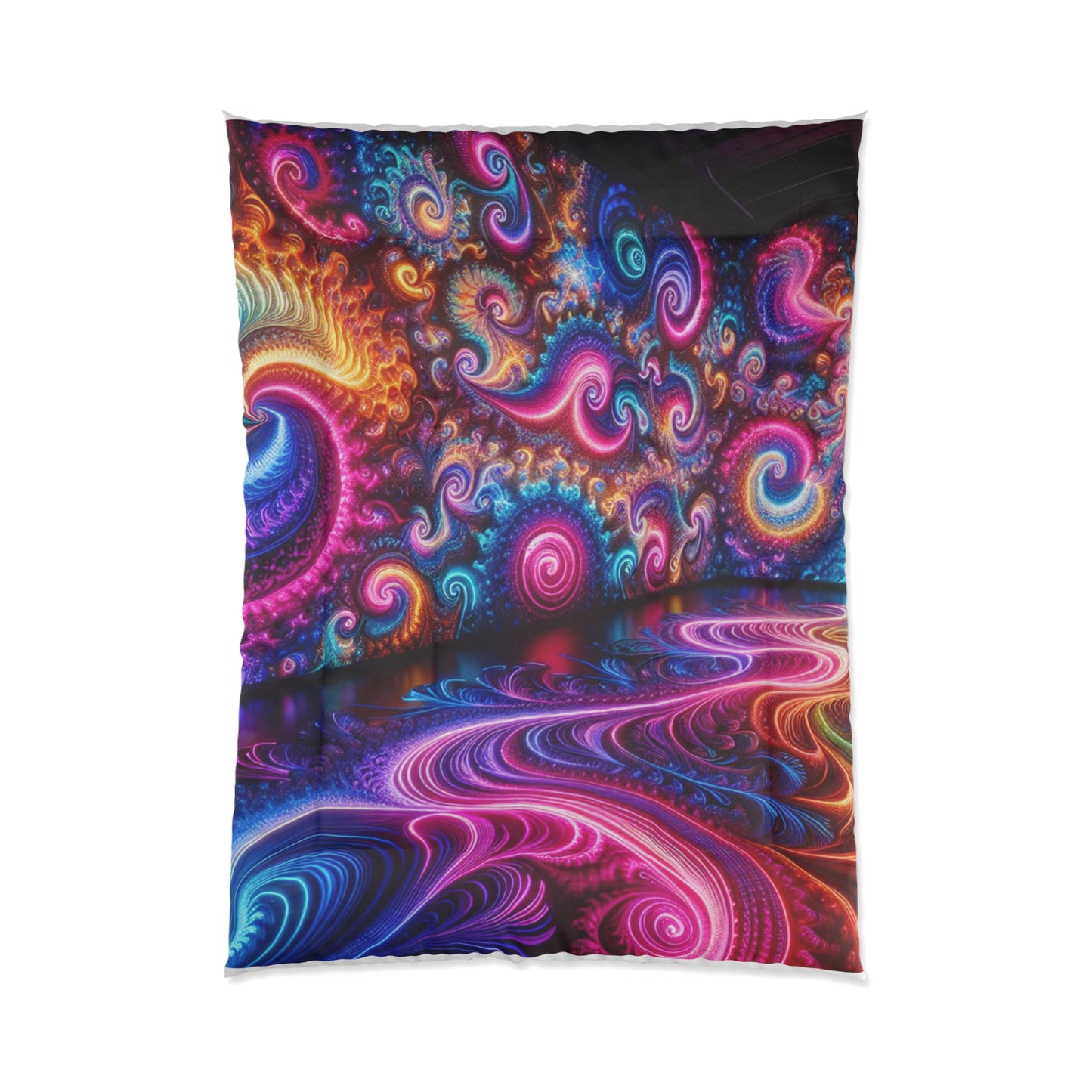 Neon Infinity Extravaganza. Trippy Infinity Patterns Comforter Blanket