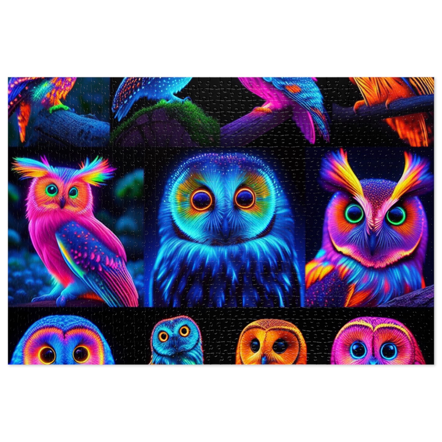 "Neon Nocturne" - Neon Owls Puzzle