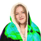 "Aurora's Splendor" - NEON Butterflies Art Hooded Snuggle Blanket