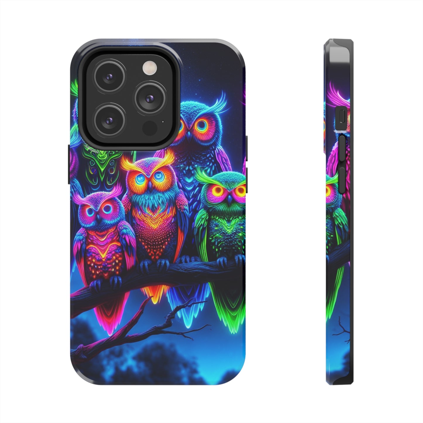 'Neon Rainbow Owls' NEON Owls Tough Phone Case