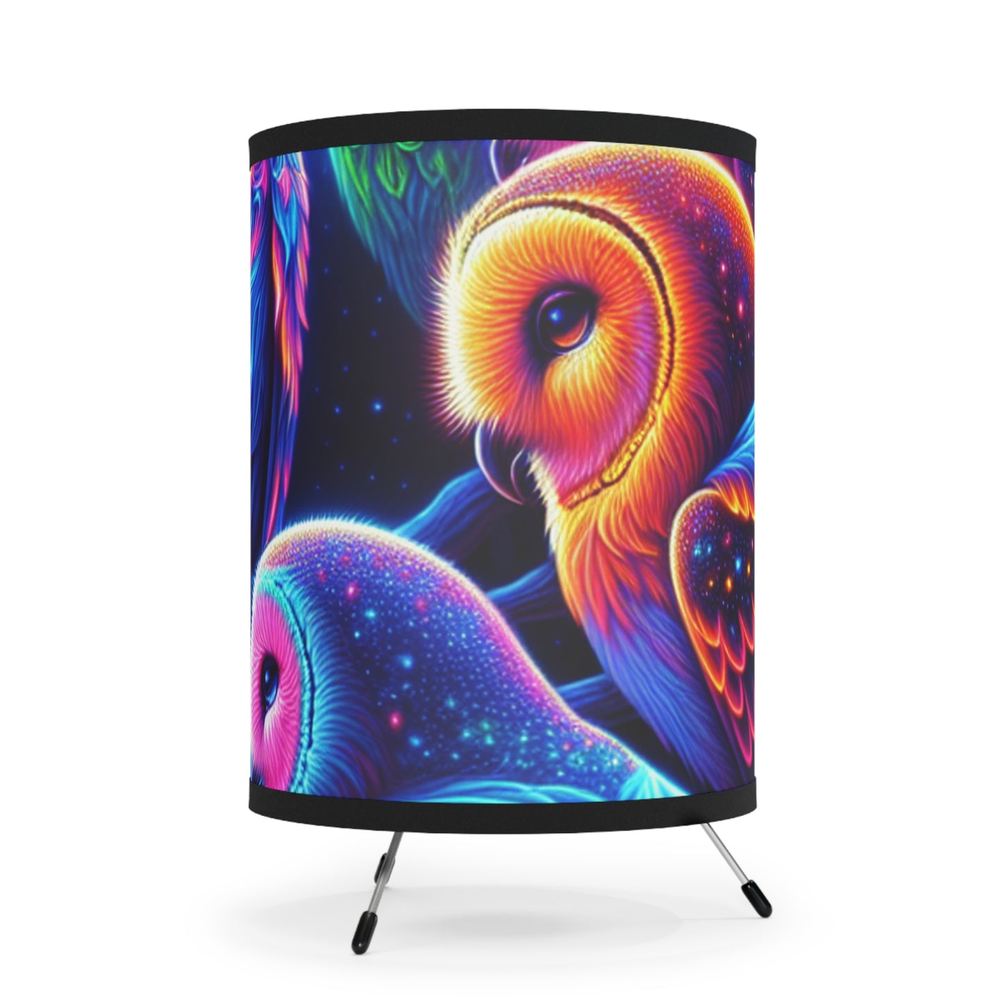 "Owllectricity". - NEON Owls Art Tripod Lamp