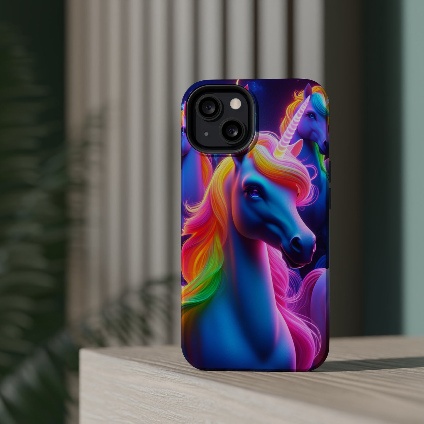 Neon Nighthorn Pride Neon Unicorns Premium Art Magsafe Magnet Tough IPhone 13 14 15 Pro Plus Max and Mini in Matte and Glossy Phone cases