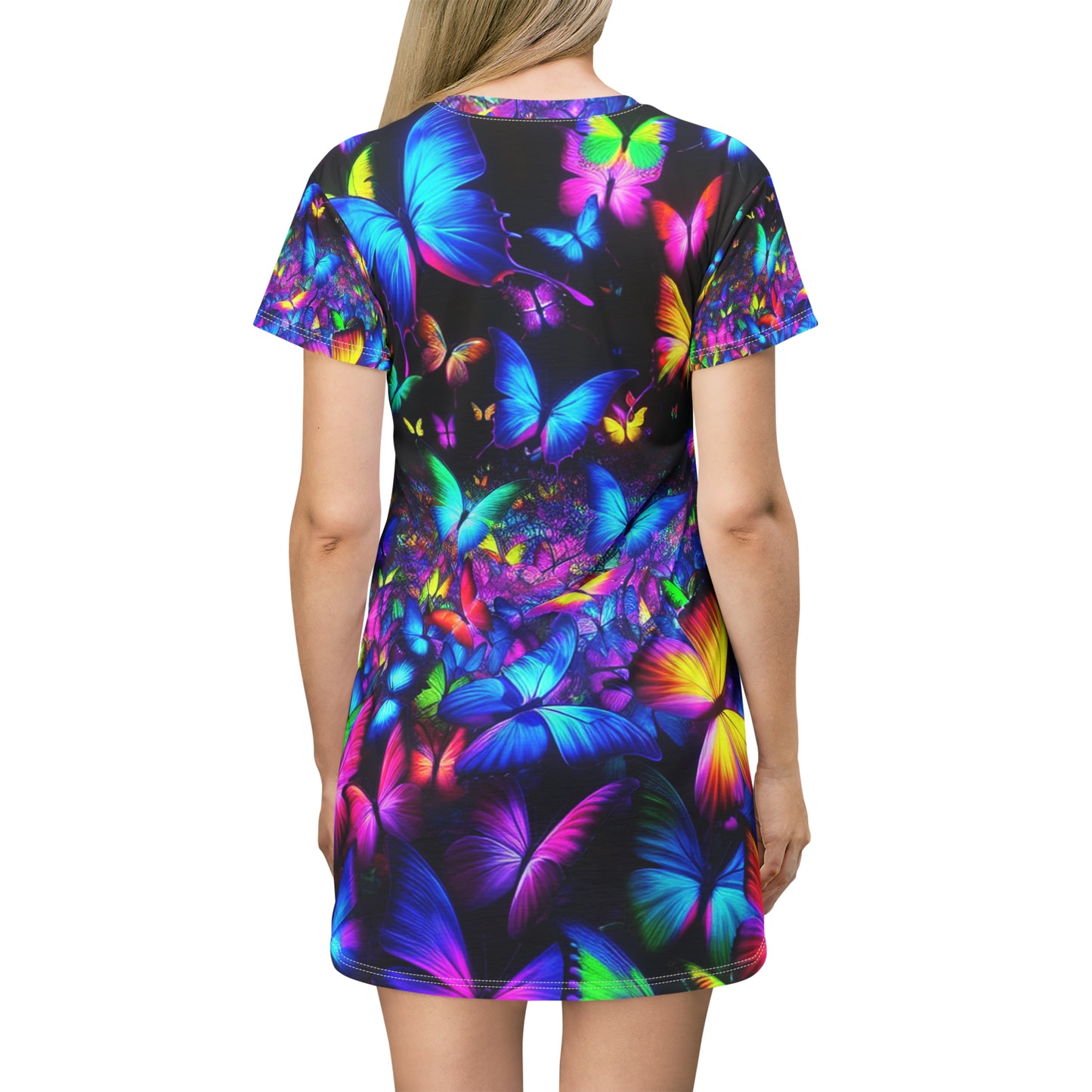 "Neon Butterfly Flutterings" Neon Butterflies Womans T Shirt Dress