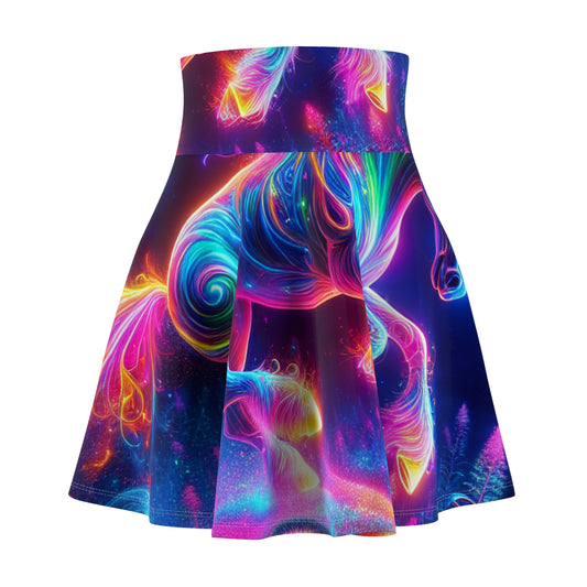 Vividly Divine Rainbow Unicorn Dreamscape -NEON Unicorns Woman' Skater Skirt