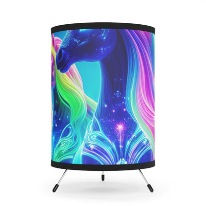 "Dreamscape of Neon Unicorns" - NEON Unicorns Art Tripod Lamp