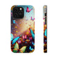 "Neon Butterfly Blooms" Neon Butterflies Premium Art Magsafe Magnet Tough IPhone 13 14 15 Pro Plus Max and Mini in Matte and Glossy Phone cases