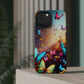 "Neon Butterfly Blooms" Neon Butterflies Premium Art Magsafe Magnet Tough IPhone 13 14 15 Pro Plus Max and Mini in Matte and Glossy Phone cases