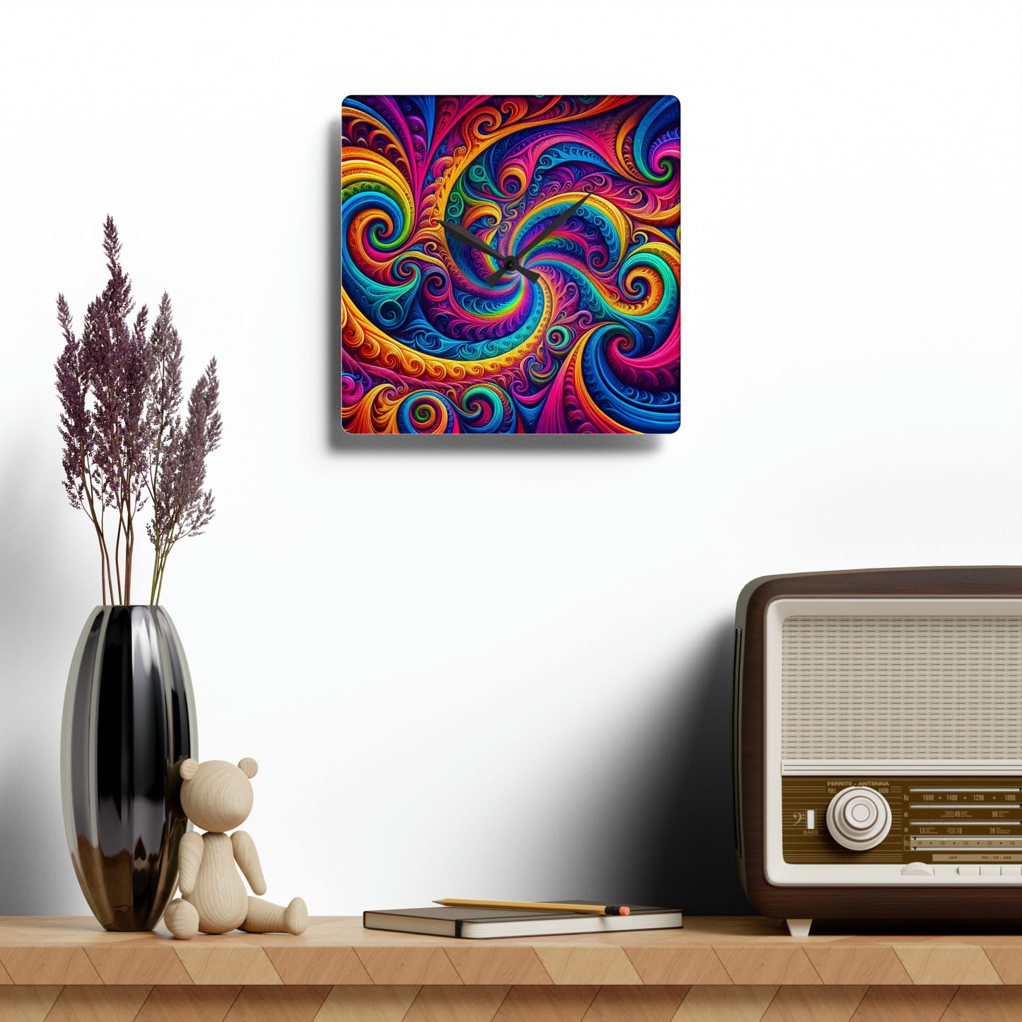 Vibrancy Infinity Neonometry Infinity Patterns Art Acrylic Clock